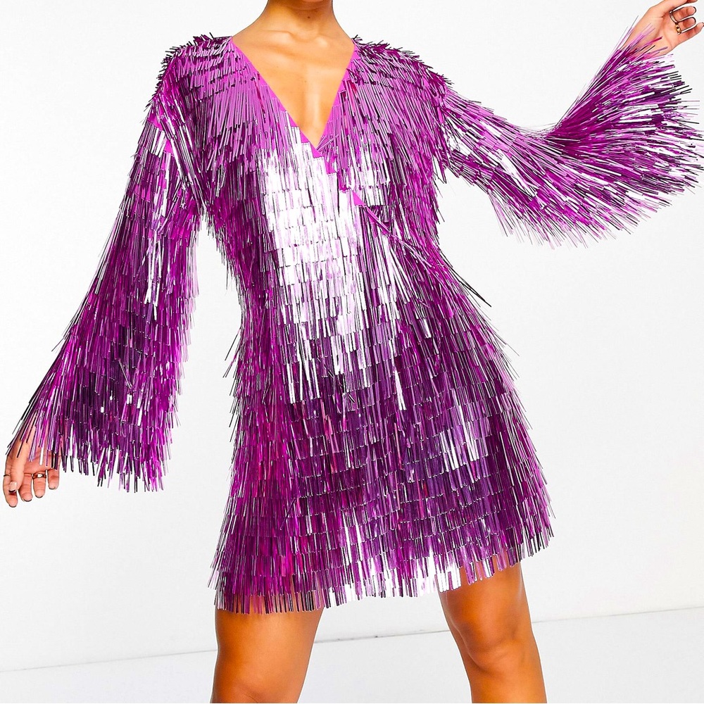 ASOS DESIGN Shard Sequin Tinsel Wrap Dress / Jacket- PERFECT for the Eras Tour!!